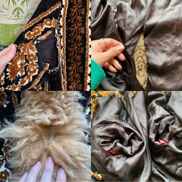 Vtg 1970's Country Pacer Multicolored Tapestry Faux Fur Penny Lane Coat Size S/M - Picture 11 of 16